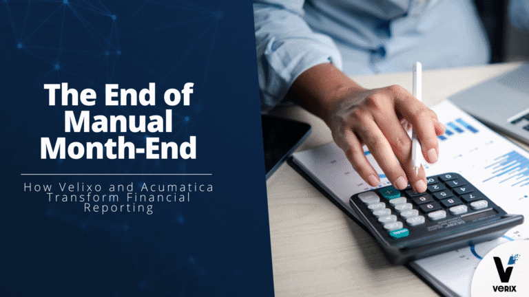 finance team using Velixo and Acumatica for real-time financial reporting